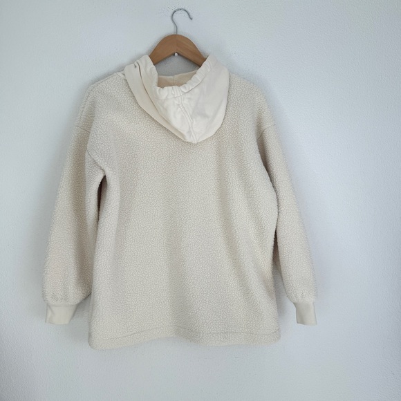 Madewell Resourced Fleece Bubble Sleeve Sherpa Hooded Sweatshirt XS - Picture 10 of 12